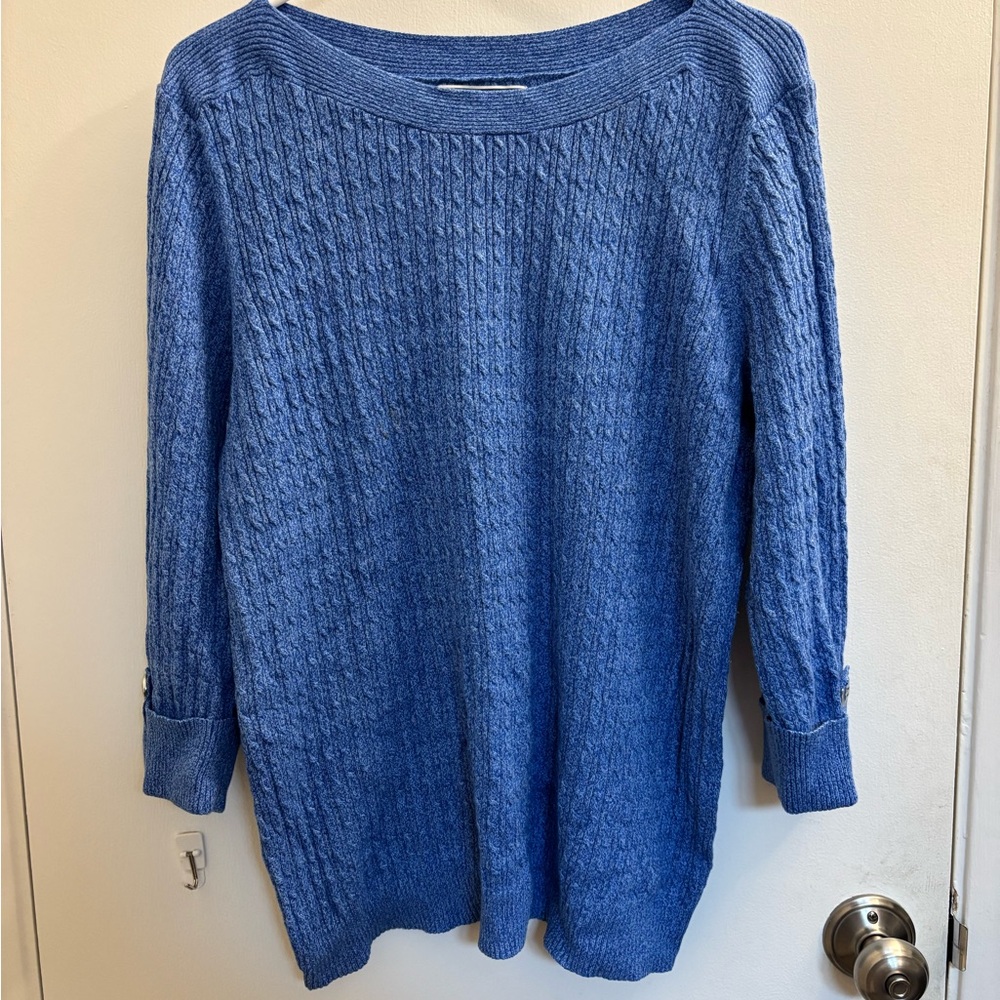 Karen Scott Women's Blue Cable Knit Sweater